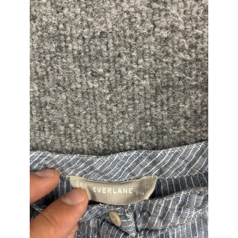 Everlane Shirt Womens 14 Blue White Striped Button Front Camisole Tank Top Crop - Picture 2 of 6
